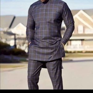 Men Dashiki  loungewear set size extra large, dark gray & light blue